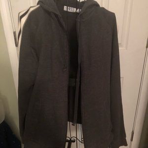 Dark grey with beige stripes pant suit.